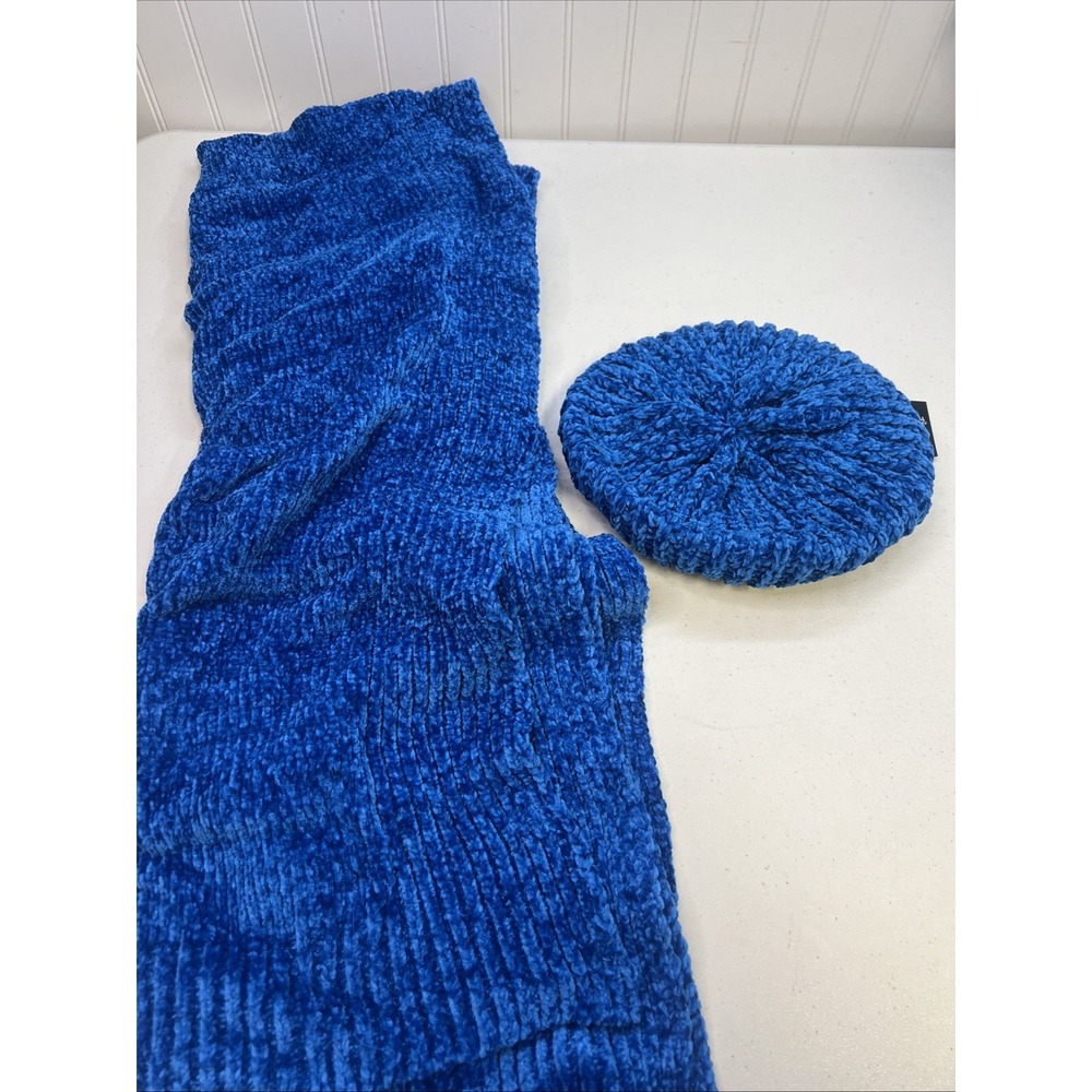 Blue Antthony Original‎ Knit Beret Hat And Scarf Neck Warmer